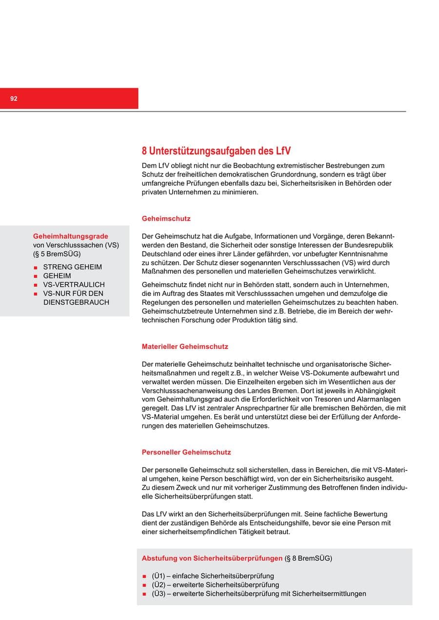 Seite 92 des Verfassungsschutzbericht 2017 Bremen