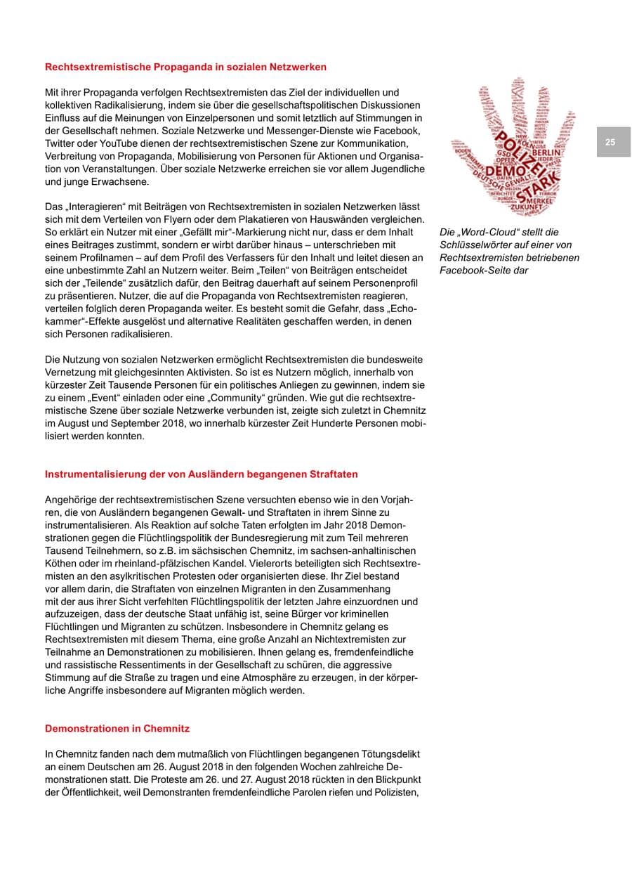 Seite 25 des Verfassungsschutzbericht 2018 Bremen
