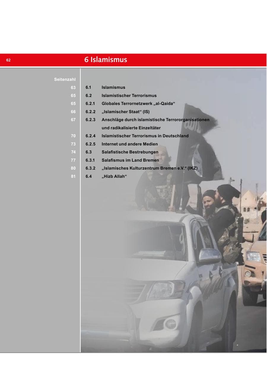 Seite 62 des Verfassungsschutzbericht 2018 Bremen