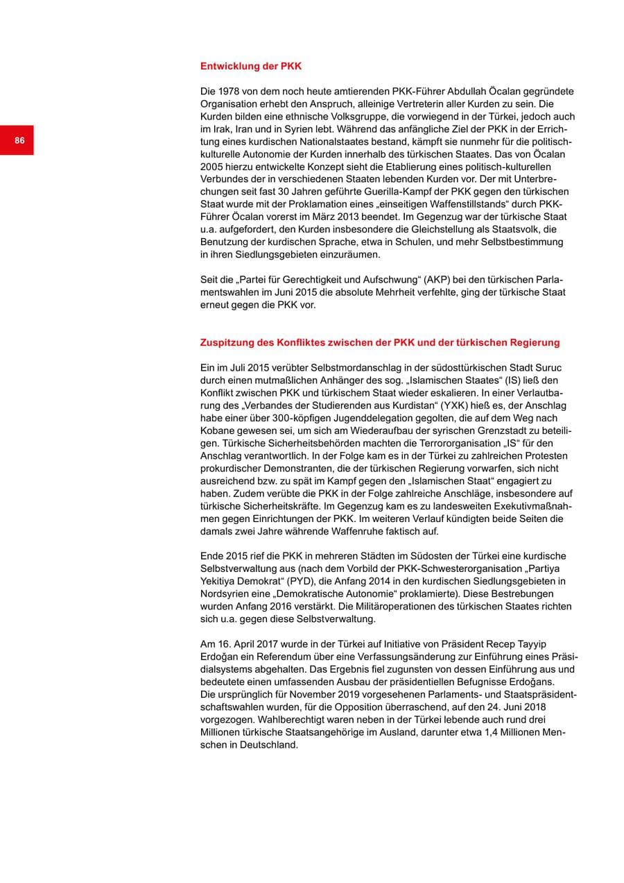 Seite 86 des Verfassungsschutzbericht 2018 Bremen