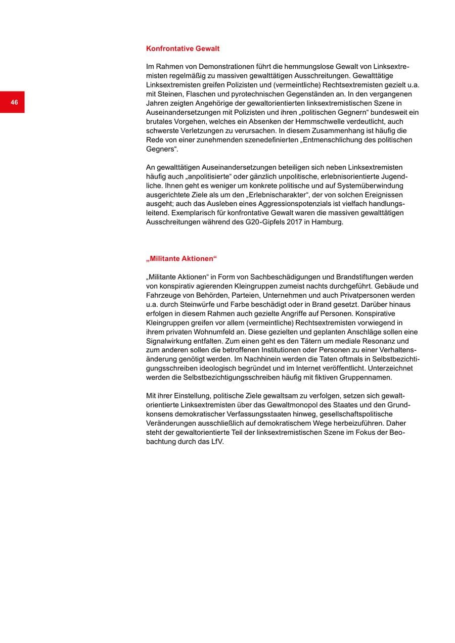 Seite 46 des Verfassungsschutzbericht 2019 Bremen