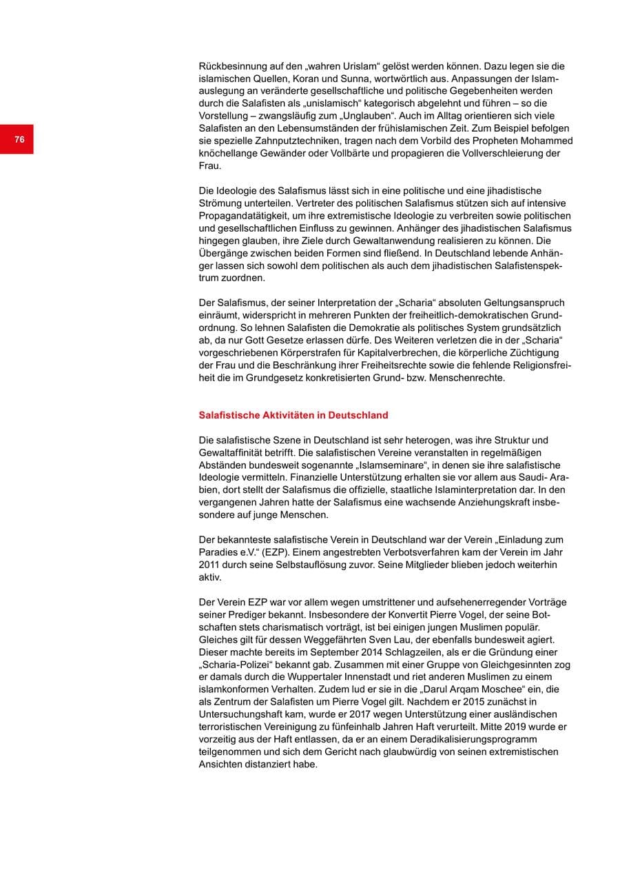 Seite 76 des Verfassungsschutzbericht 2019 Bremen
