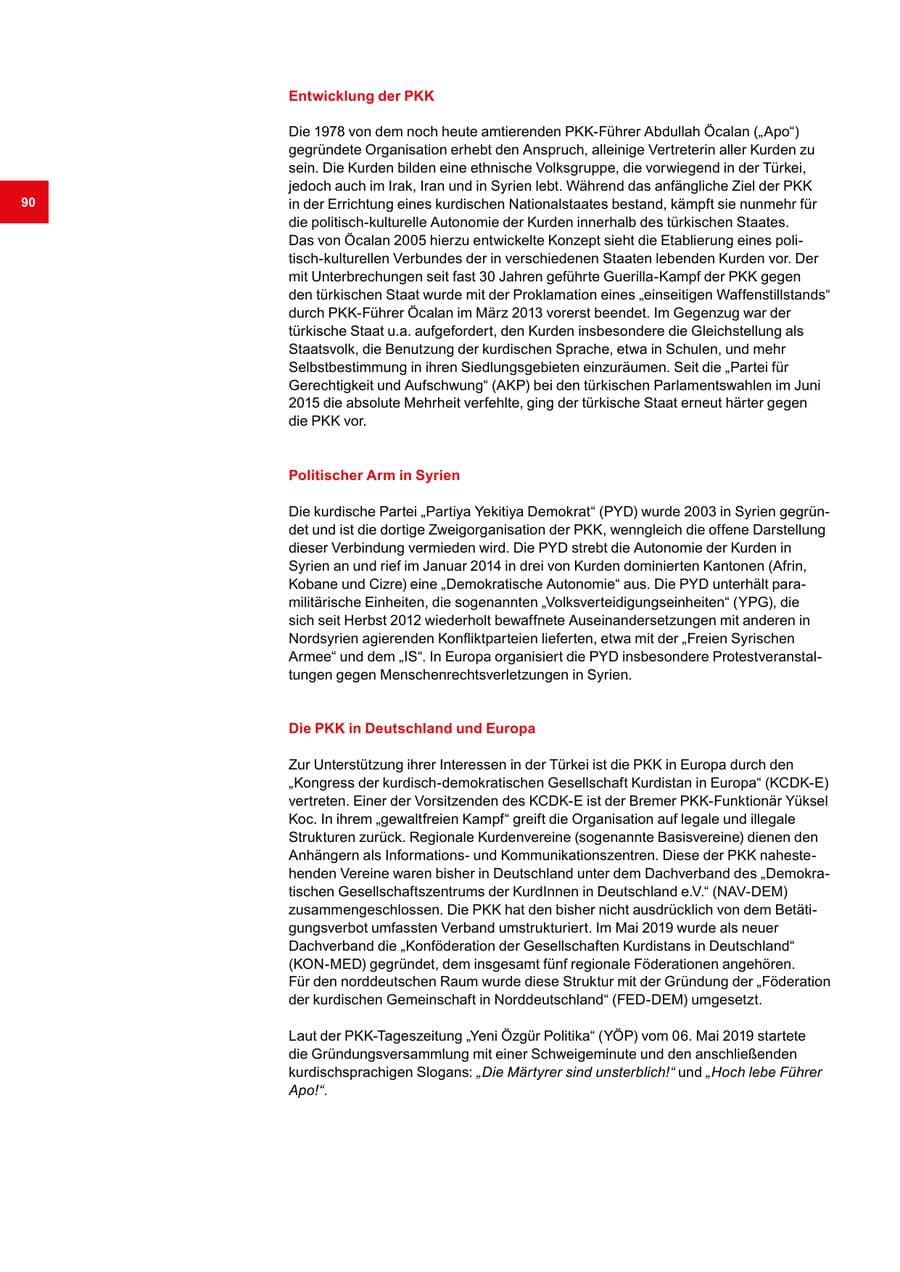Seite 90 des Verfassungsschutzbericht 2019 Bremen