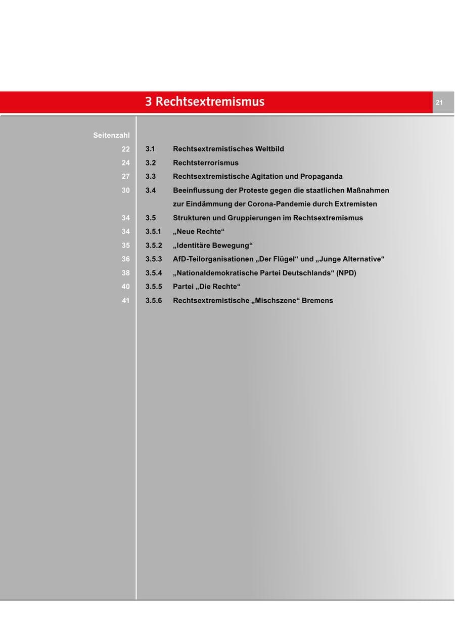 Seite 21 des Verfassungsschutzbericht 2020 Bremen