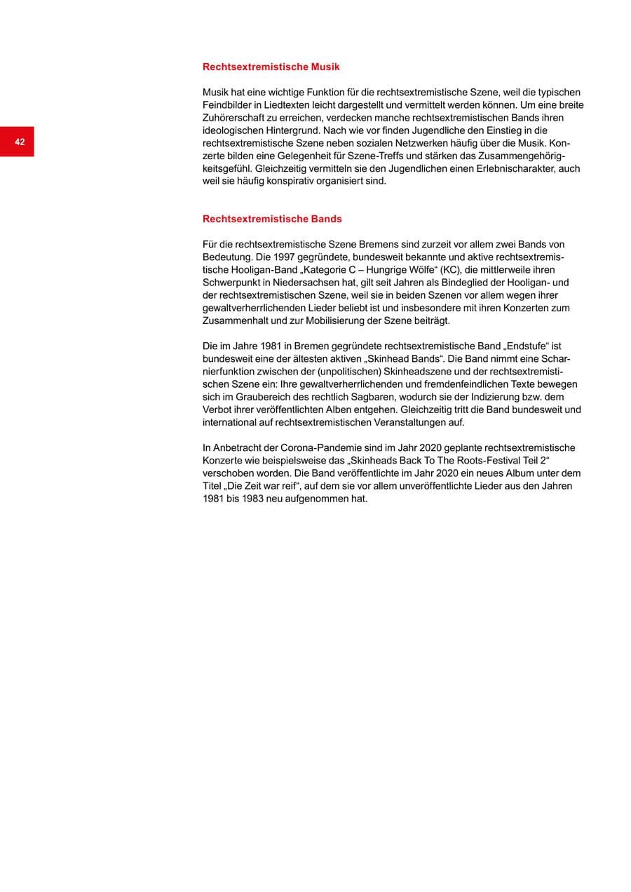 Seite 42 des Verfassungsschutzbericht 2020 Bremen