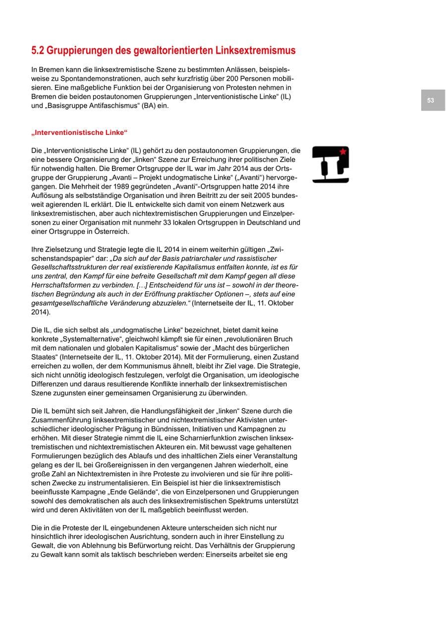 Seite 53 des Verfassungsschutzbericht 2020 Bremen