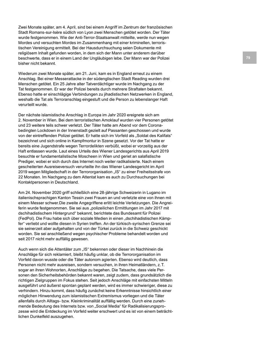 Seite 79 des Verfassungsschutzbericht 2020 Bremen