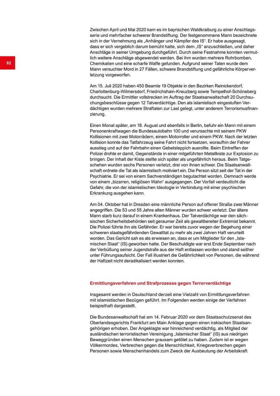 Seite 82 des Verfassungsschutzbericht 2020 Bremen