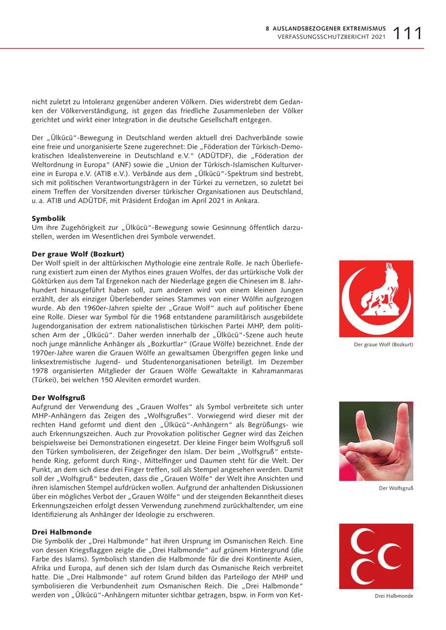 Seite 111 des Verfassungsschutzbericht 2021 Bremen