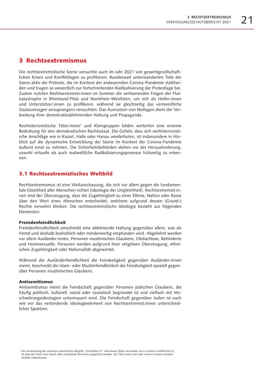Seite 21 des Verfassungsschutzbericht 2021 Bremen