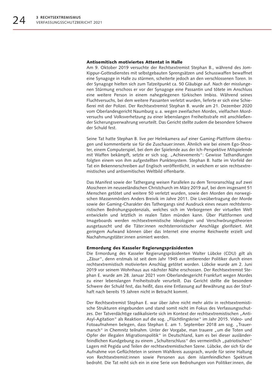 Seite 24 des Verfassungsschutzbericht 2021 Bremen