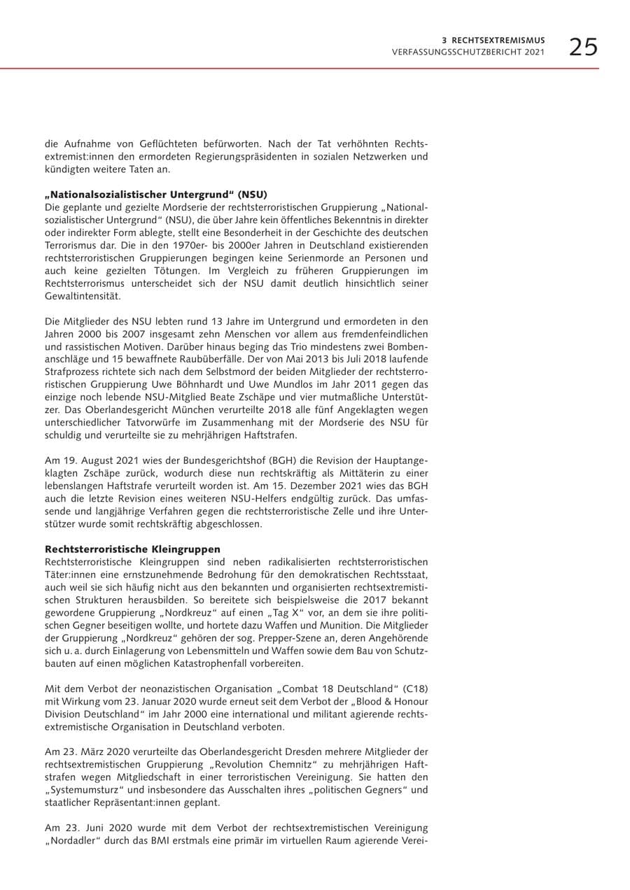 Seite 25 des Verfassungsschutzbericht 2021 Bremen