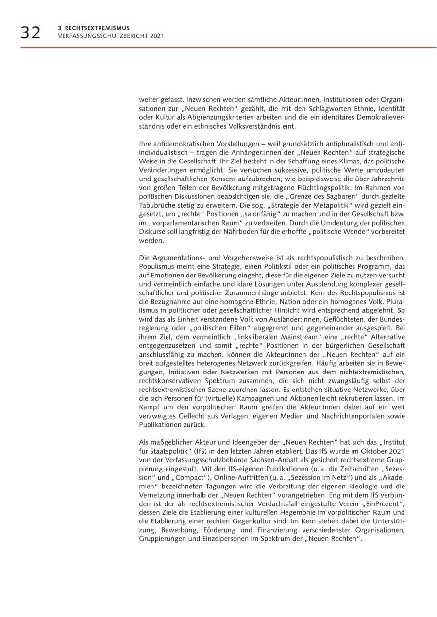 Seite 32 des Verfassungsschutzbericht 2021 Bremen
