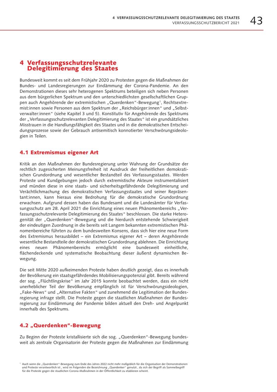 Seite 43 des Verfassungsschutzbericht 2021 Bremen