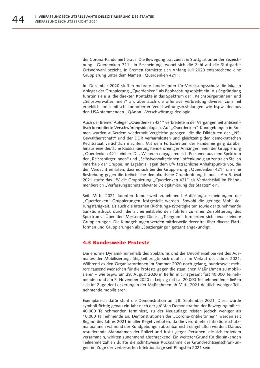 Seite 44 des Verfassungsschutzbericht 2021 Bremen