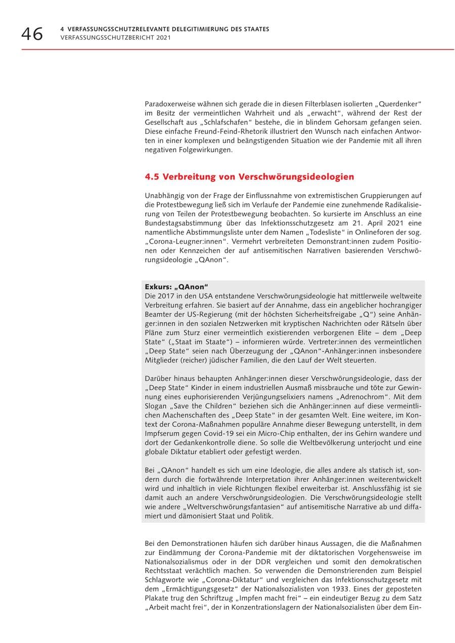 Seite 46 des Verfassungsschutzbericht 2021 Bremen