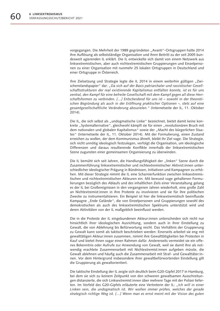 Seite 60 des Verfassungsschutzbericht 2021 Bremen
