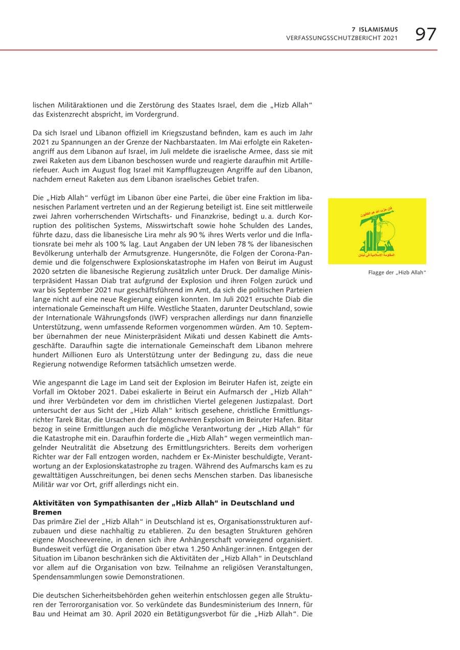 Seite 97 des Verfassungsschutzbericht 2021 Bremen