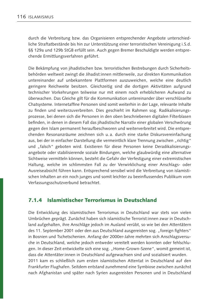Seite 116 des Verfassungsschutzbericht 2022 Bremen