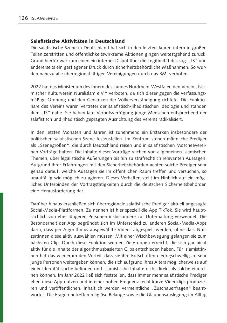 Seite 126 des Verfassungsschutzbericht 2022 Bremen