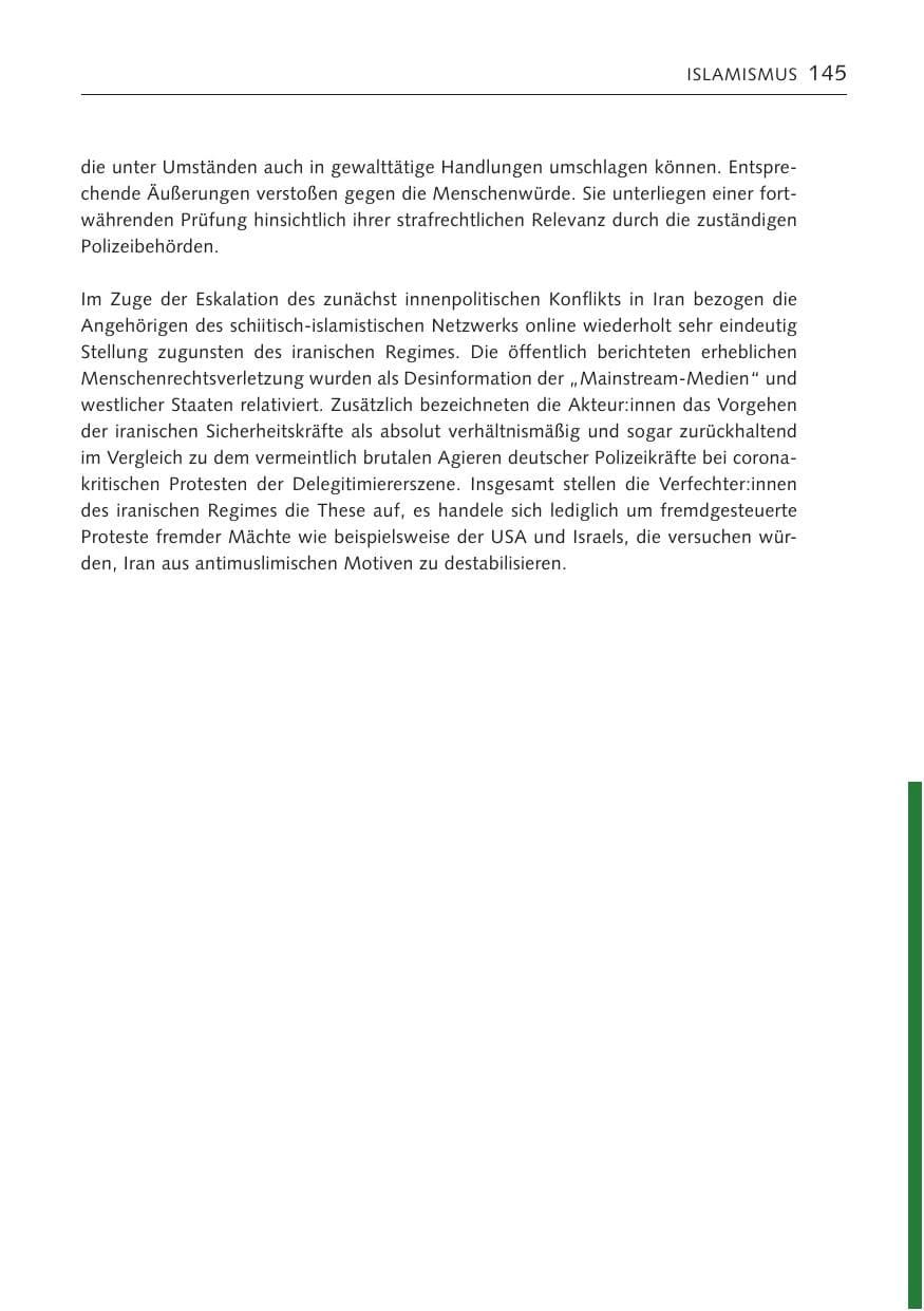 Seite 145 des Verfassungsschutzbericht 2022 Bremen