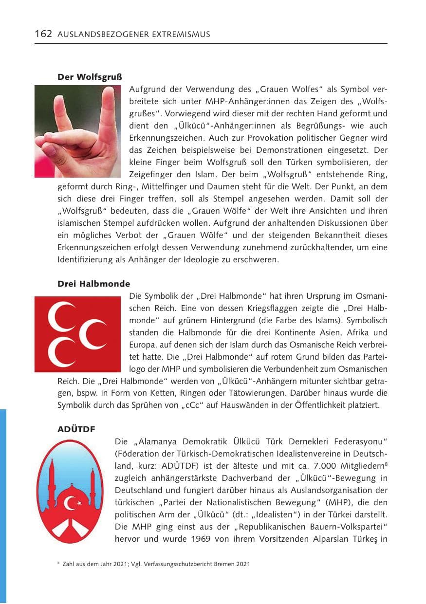 Seite 162 des Verfassungsschutzbericht 2022 Bremen