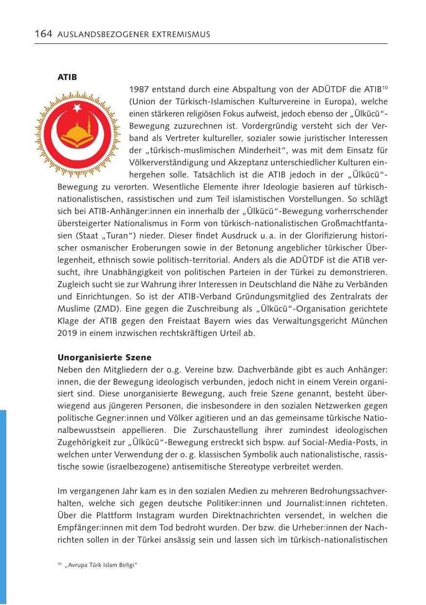 Seite 164 des Verfassungsschutzbericht 2022 Bremen