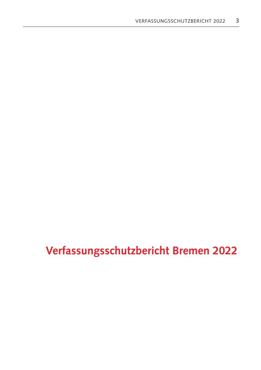 Seite 3 des Verfassungsschutzbericht 2022 Bremen