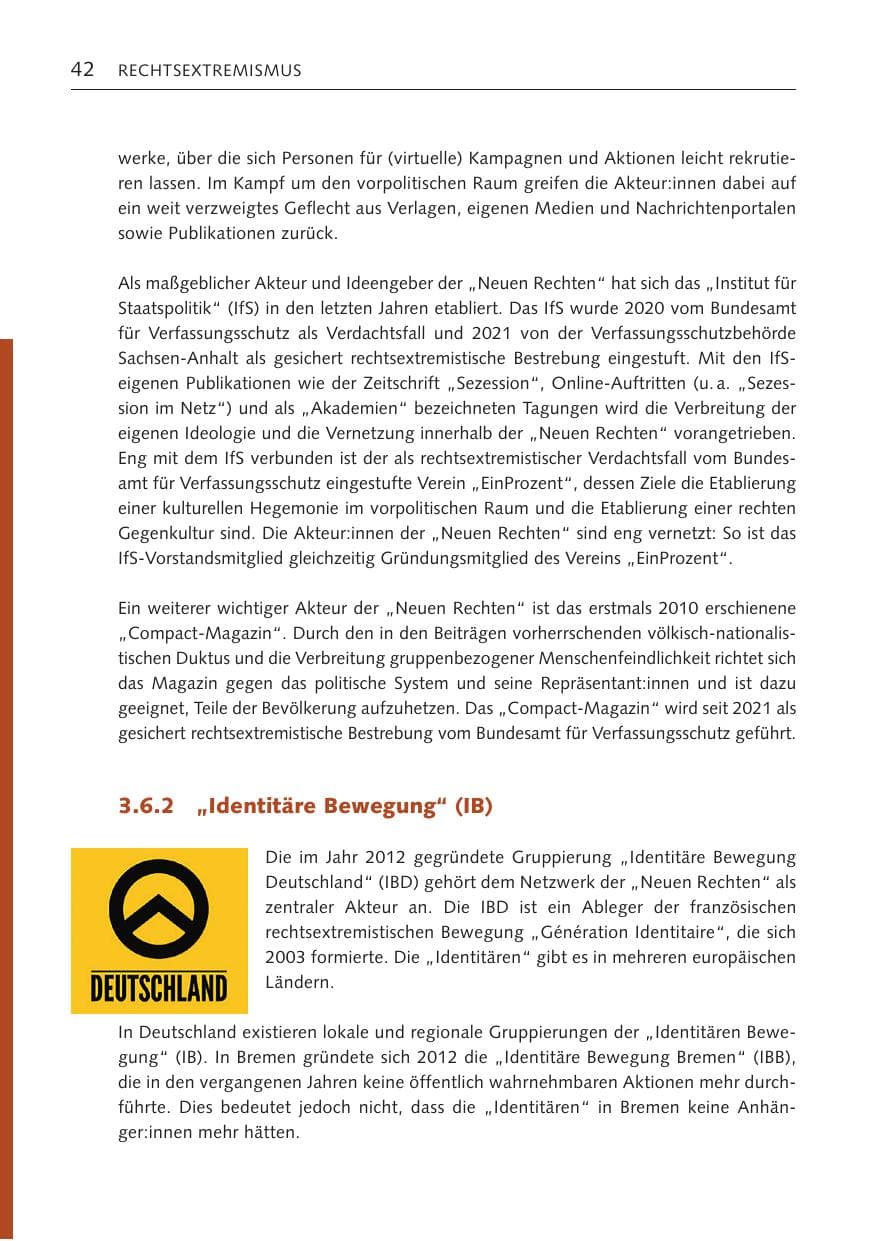 Seite 42 des Verfassungsschutzbericht 2022 Bremen