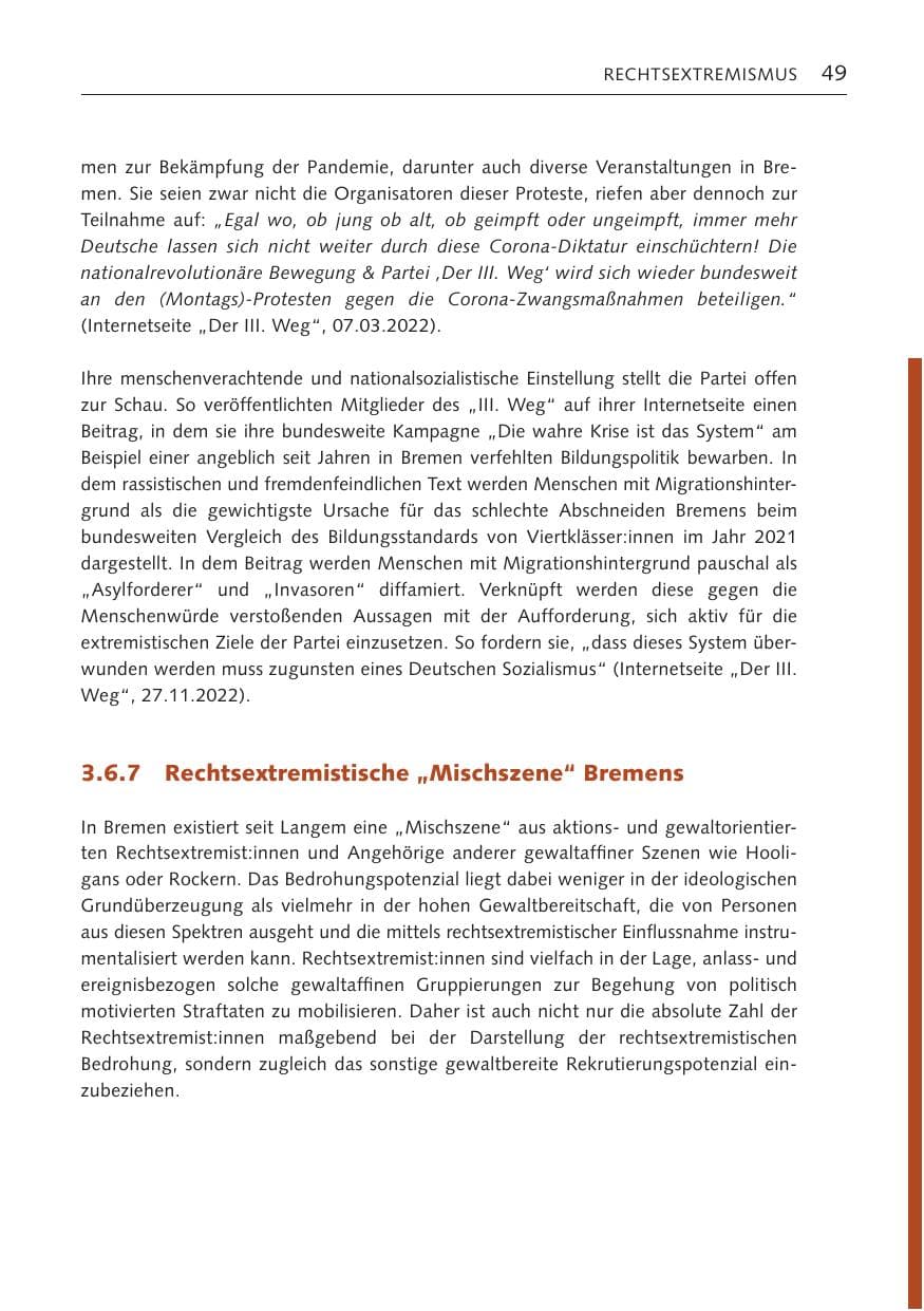 Seite 49 des Verfassungsschutzbericht 2022 Bremen