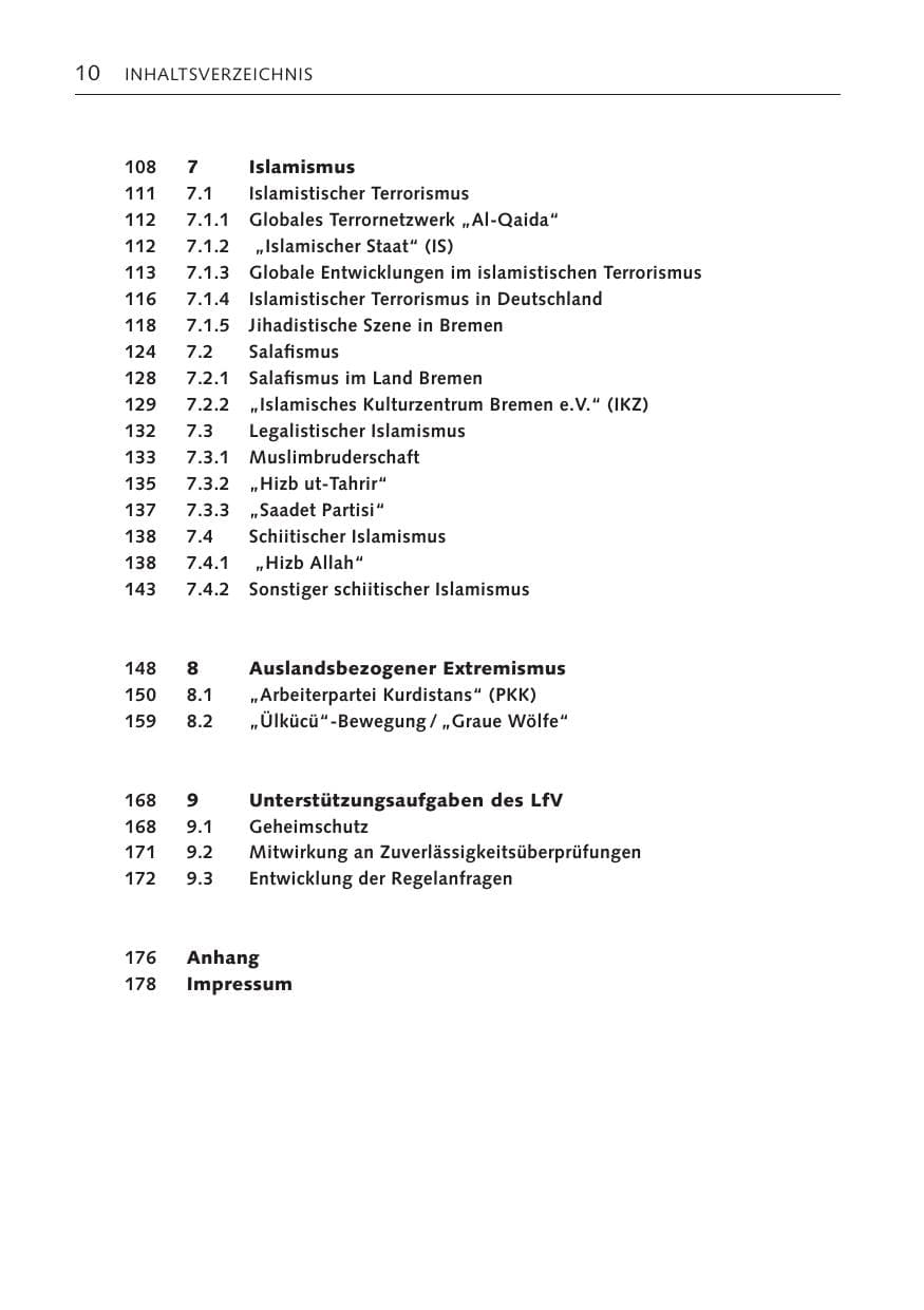 Seite 10 des Verfassungsschutzbericht 2022 Bremen