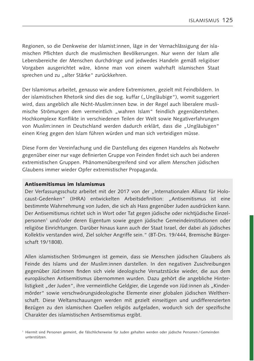 Seite 124 des Verfassungsschutzbericht 2023 Bremen