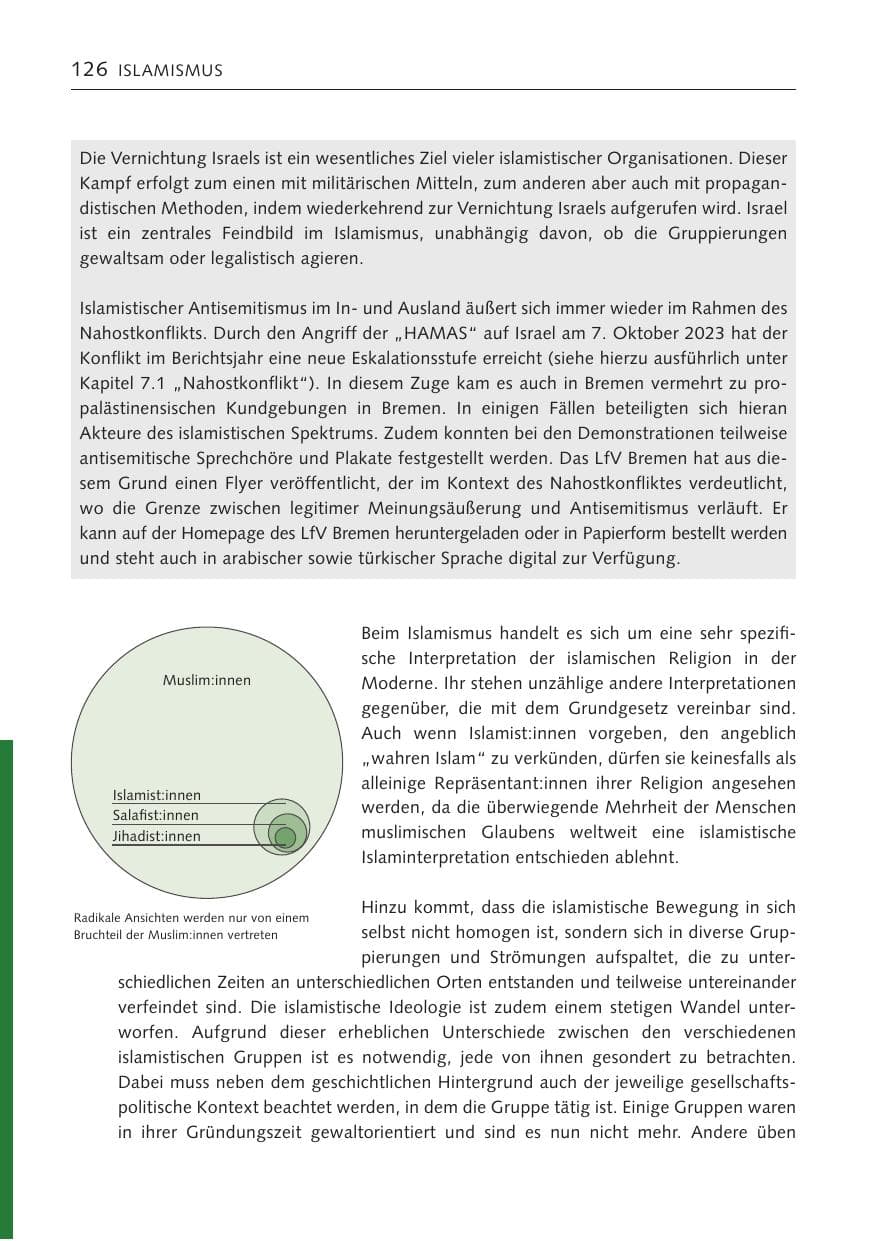 Seite 125 des Verfassungsschutzbericht 2023 Bremen