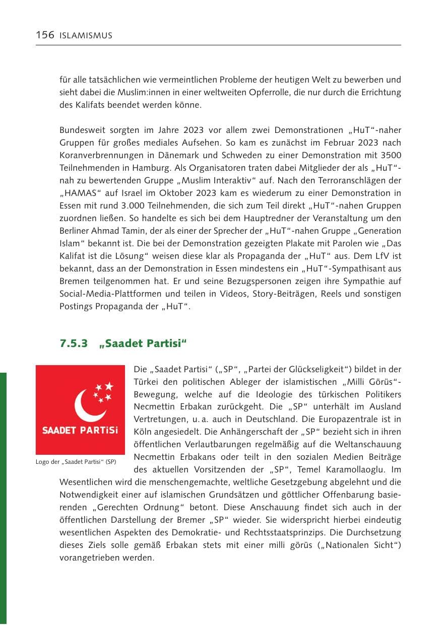 Seite 155 des Verfassungsschutzbericht 2023 Bremen