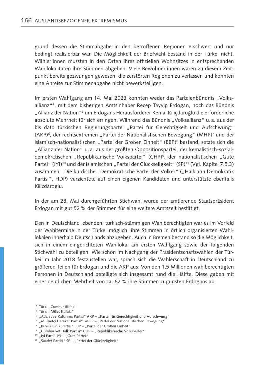 Seite 165 des Verfassungsschutzbericht 2023 Bremen