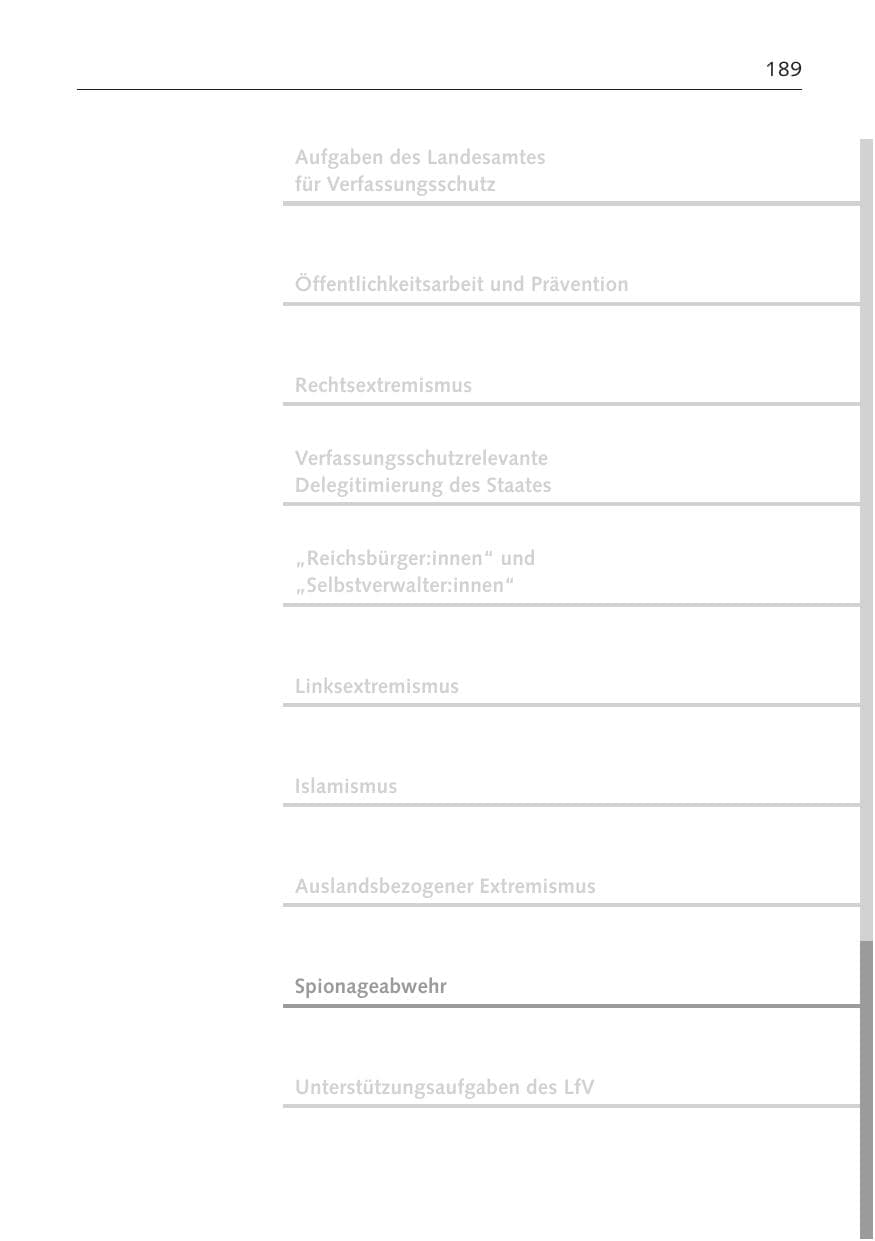 Seite 188 des Verfassungsschutzbericht 2023 Bremen