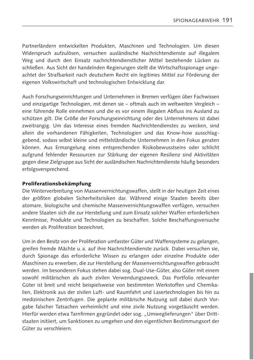Seite 190 des Verfassungsschutzbericht 2023 Bremen