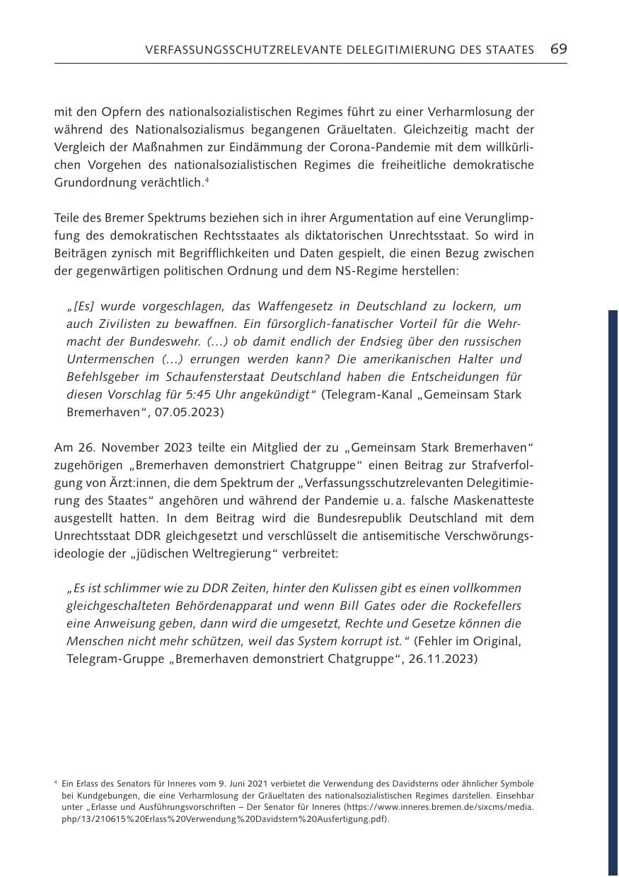 Seite 68 des Verfassungsschutzbericht 2023 Bremen