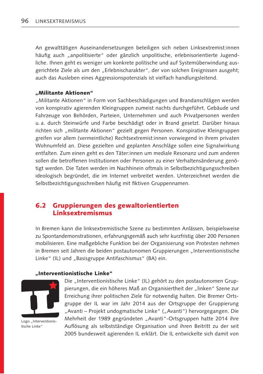 Seite 95 des Verfassungsschutzbericht 2023 Bremen