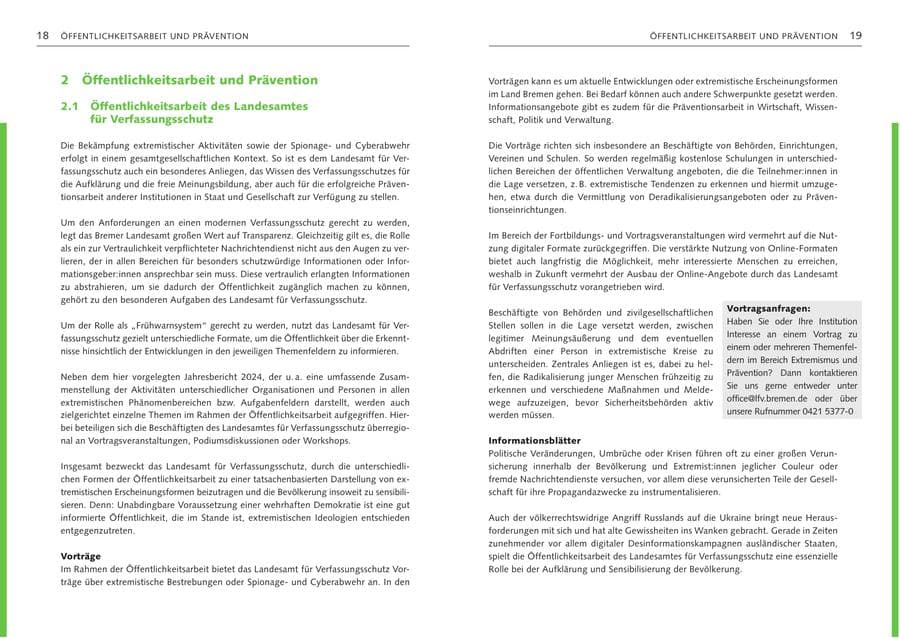 Seite 11 des Verfassungsschutzbericht 2024 Bremen