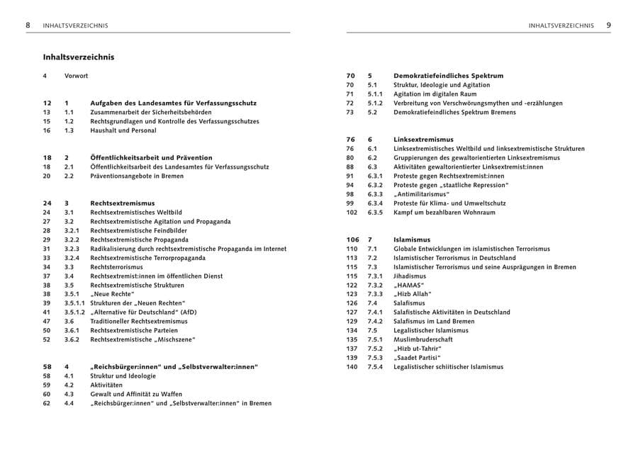 Seite 6 des Verfassungsschutzbericht 2024 Bremen