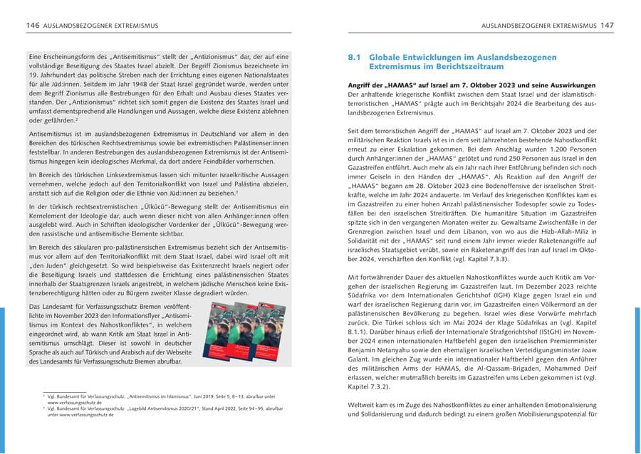 Seite 75 des Verfassungsschutzbericht 2024 Bremen