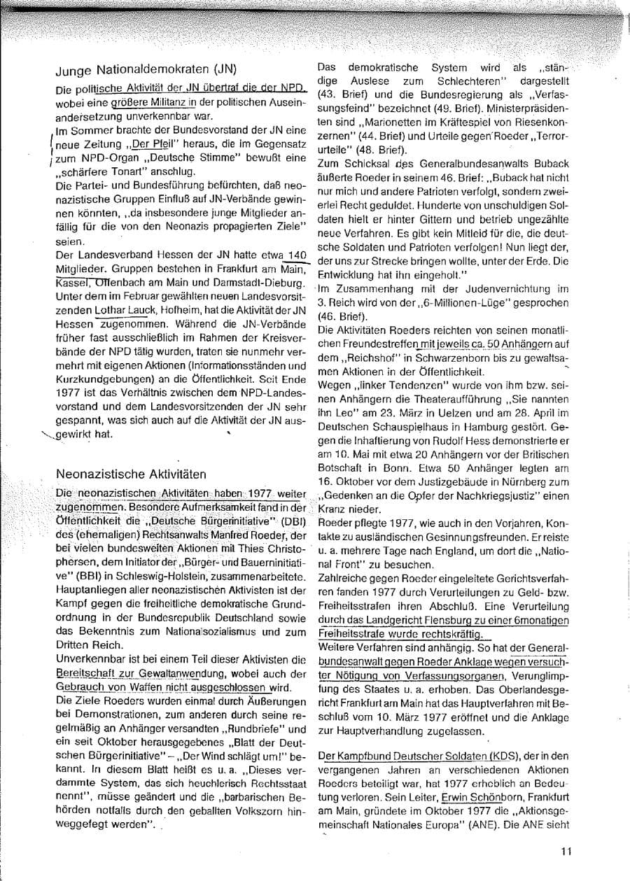 Seite 11 des Verfassungsschutzbericht 1977 Hessen