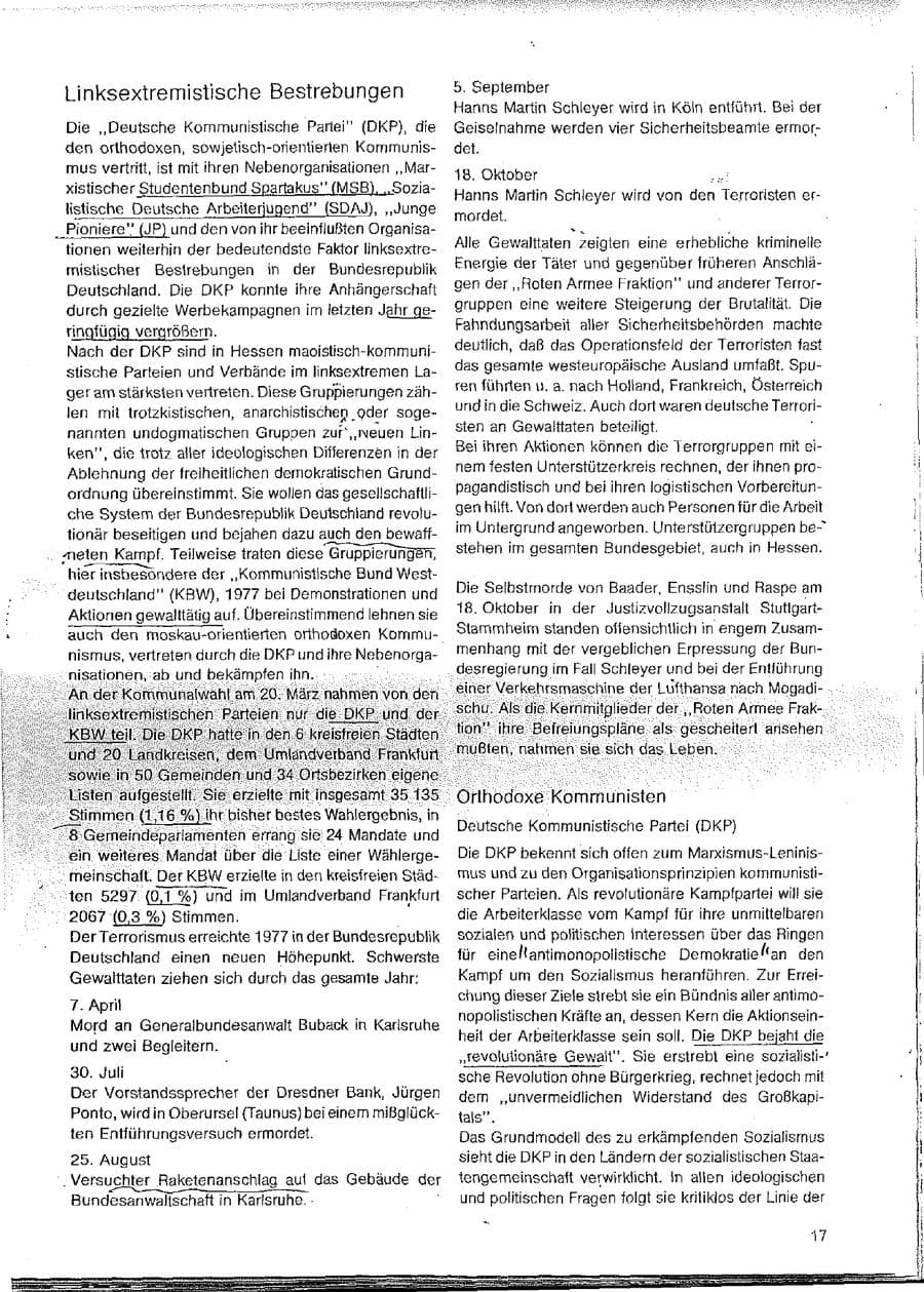 Seite 17 des Verfassungsschutzbericht 1977 Hessen