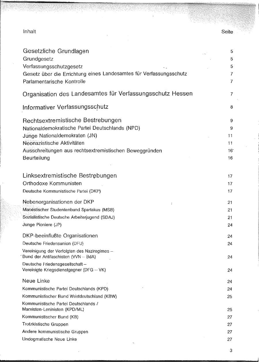 Seite 3 des Verfassungsschutzbericht 1977 Hessen