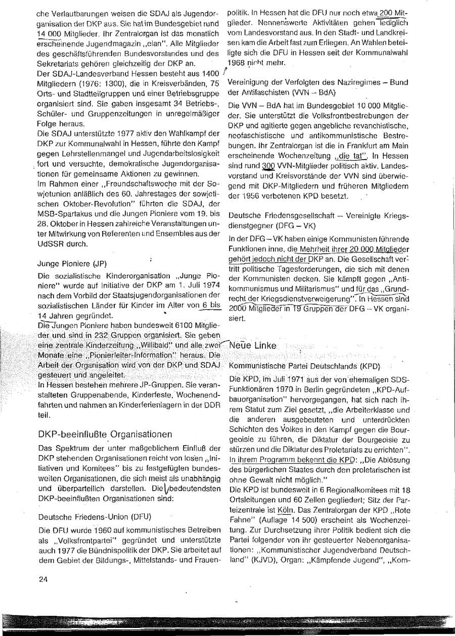 Seite 24 des Verfassungsschutzbericht 1977 Hessen