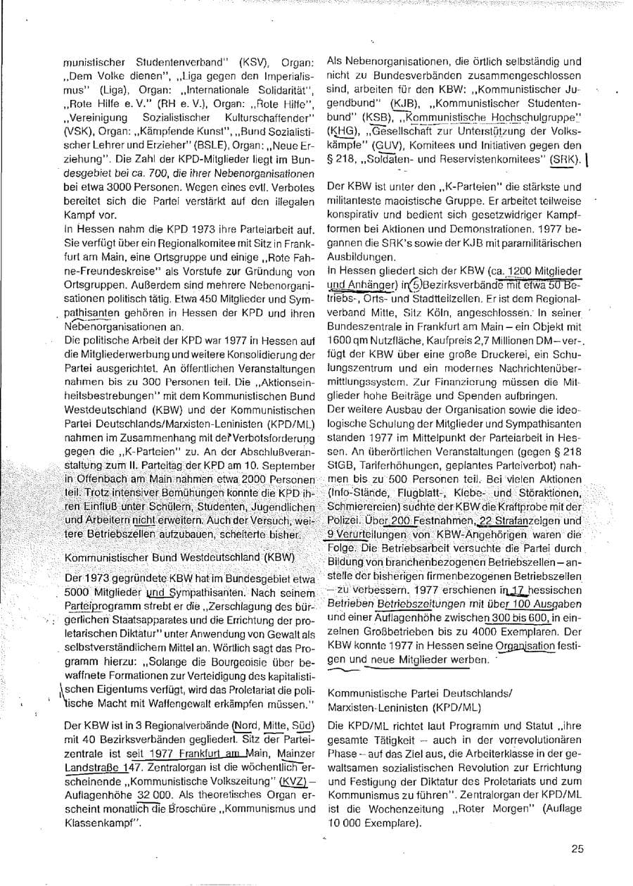 Seite 25 des Verfassungsschutzbericht 1977 Hessen