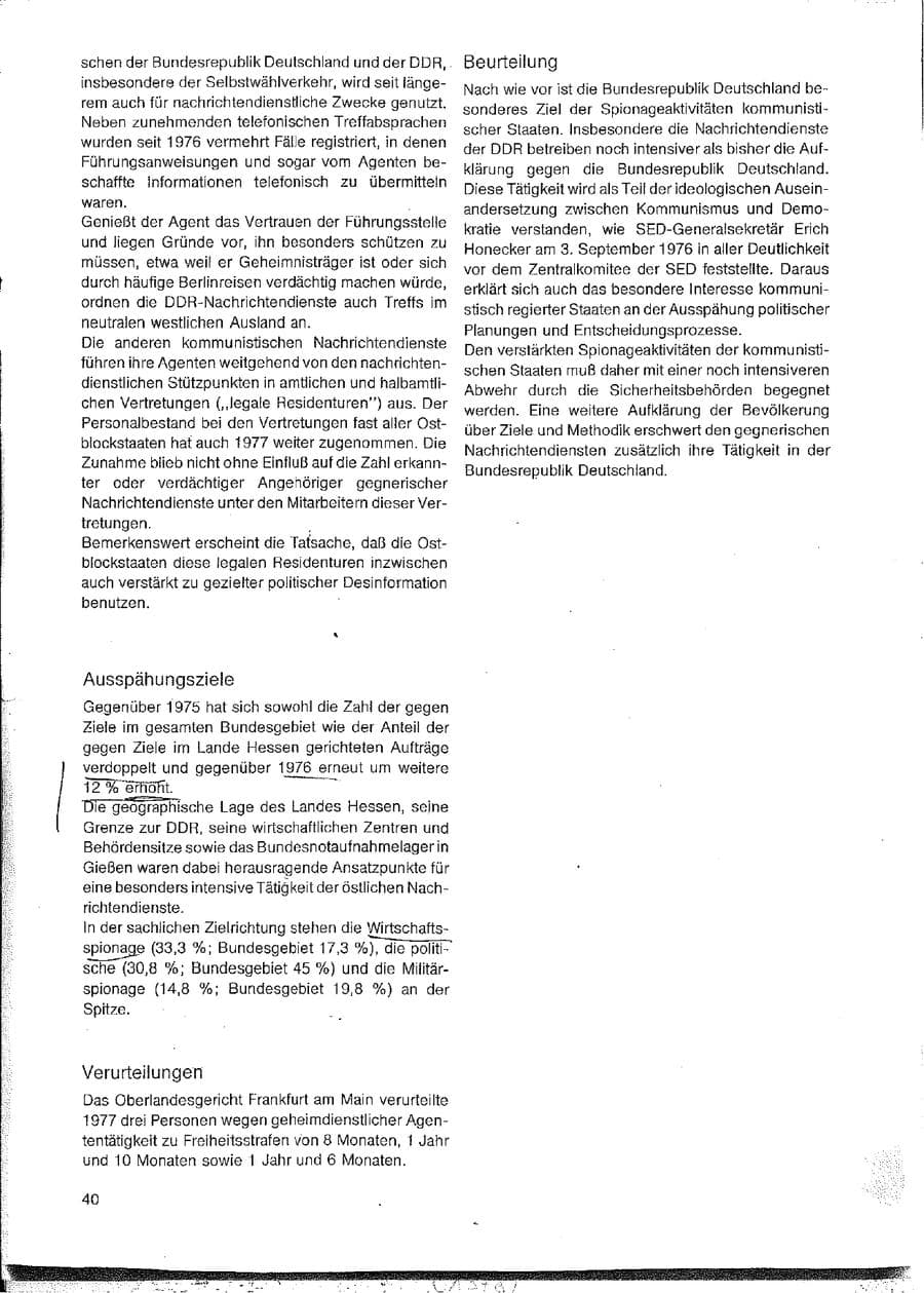Seite 40 des Verfassungsschutzbericht 1977 Hessen