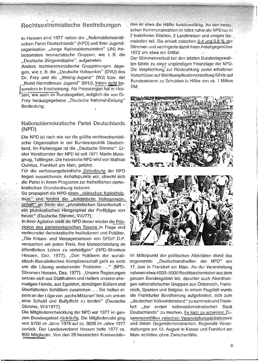 Seite 9 des Verfassungsschutzbericht 1977 Hessen