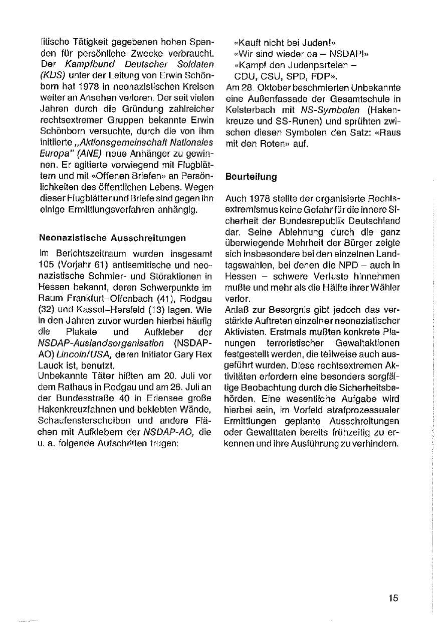 Seite 16 des Verfassungsschutzbericht 1978 Hessen